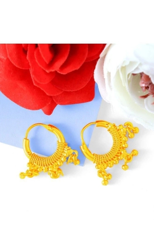 LUV FASHION Golden Bali Earrings ( Pack of 1 ) - Golden