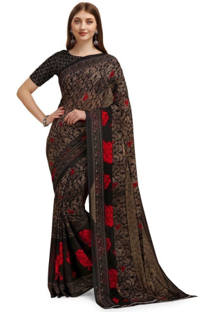 LEELAVATI - Black Georgette Saree With Blouse Piece ( Pack of 1 ) - Black