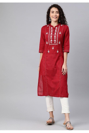 alena-maroon-cotton-straight-kurti-m