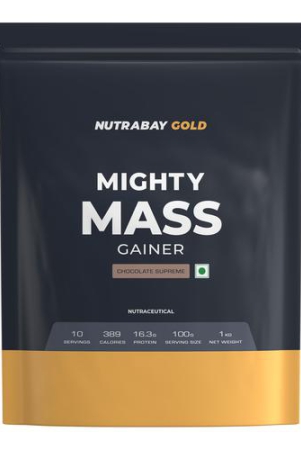 nutrabay-gold-mighty-mass-gainer-powder-1kg-chocolate-supreme-163g-protein-78g-carbs-389-calories-100-veg-vitamins-minerals-rich-muscle-building-supplement-for-men-women