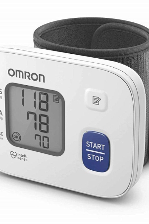 omron-hem-6161-fully-automatic-wrist-blood-pressure-monitor-with-intellisense-technology-cuff-wrapping-guide-and-irregular-heartbeat-detection-for-most-accurate-measurement-white