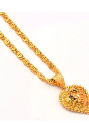 Jewar Mandi New Design Gold Plated Locket/Pendant with Link Chain Daily use for Men, Women & Girls, Boys - Golden