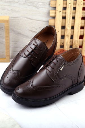 Men's 3.5 inch Hidden Height Increasing Faux Leather Brogue Lace-up Shoes