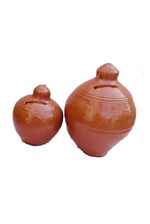 Mii Art Craft Mitti Gullak for Kids and Adults, Piggy Bank, Mitti ka Gullak;size-19cm and (Brown) Pack of 1gullak Clay Coin Bank/Mitti Ka coim Box