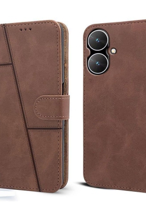 nbox-brown-flip-cover-artificial-leather-compatible-for-redmi-13c-5g-pack-of-1-brown