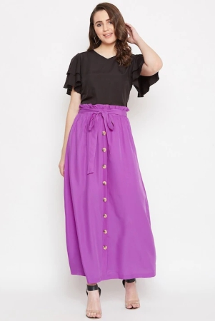 women-black-purple-flutter-sleeves-top-with-skirt