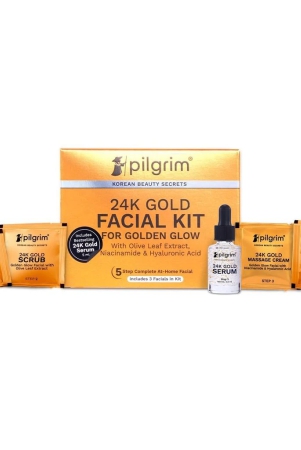 pilgrim-24k-gold-facial-kit-for-instant-radiance-golden-glow-with-5-easy-steps-with-gold-cream-cleanser-gold-scrub-gold-massage-cream-gold-facial-mask-gold-serum-all-skin-types-30-gm