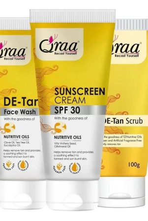 qraa-de-tan-combo-pack-sunscreen-cream-spf-30100gm-de-tan-scrub-100gm-face-wash-100gmpack-of-3