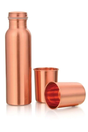 LaCoppera Pure Copper Bottle with 2 Glass Set | Unique Gift Set | Set of 3 Pcs