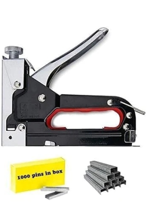 KIT & CO Heavy Duty Manual Stapler || Staple Gun Nailer Tacker with 1000 Staples Nails || 3 in 1 Shooting Stapler Gun Tracker Machine with Pins for Furniture Woodworking Stapler Tools