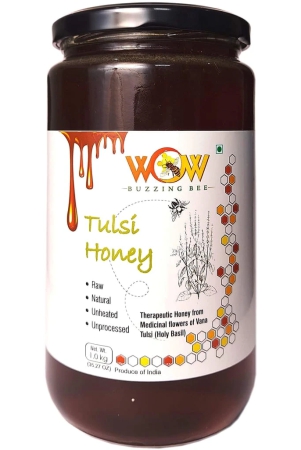 wow-buzzing-bee-raw-natural-unprocessed-tulsi-forest-flower-honey-pure-natural-ayurvedic-remedy-for-weight-loss-cough-and-digestive-disorders-1kg