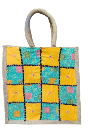 Fabric with Patchwork Jute bag