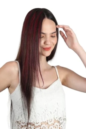 refynhair-human-hair-extensions-burgundy-color-clip-in-hair-streaksstreax-for-fashionable-looks-size-20-inches-pack-of-1single-piece