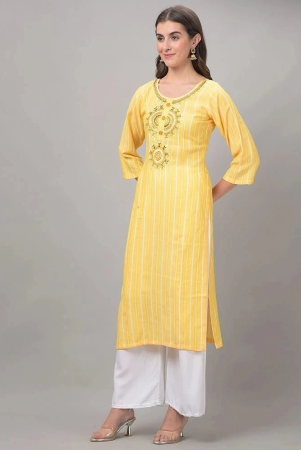 dollar-missy-cotton-blend-striped-straight-womens-kurti-yellow-pack-of-1-none