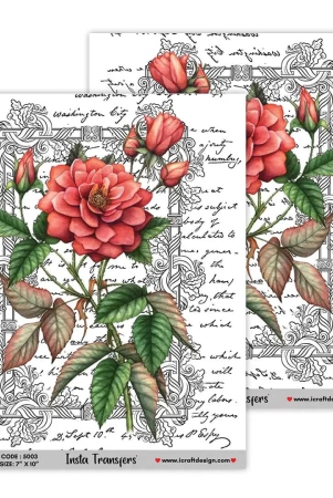 iCraft Insta Transfer Sheets Red Rose - 7X10 - IT 5003
