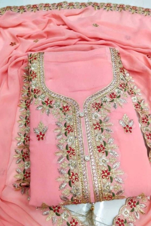 Unstitched Georgette Salwar Suit Material Embroidered