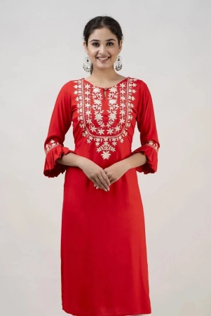 mauka-red-rayon-womens-straight-kurti-pack-of-1-none