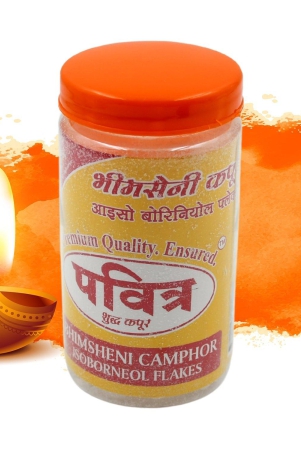 3619 Natural Bhimsheni Camphor (Kapoor) Bhimseni Camphor Kapoor / Kapur Isoborneol Flakes Jar 100gm