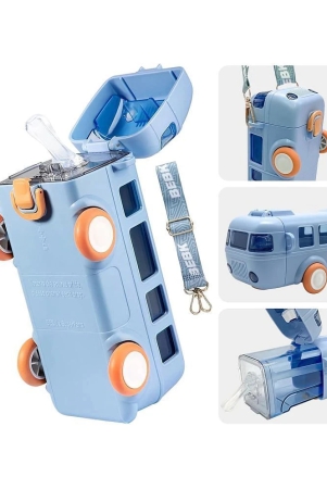 bus-shape-water-bottle-for-kids-detachable-straw-with-shoulder-strap-leak-proof-cartoon-water-bottle-with-wheels-multy-color-assortedmulticolour