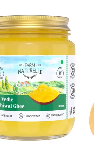 farm-naturelle-a2-desi-ghee-cow-from-grass-fed-sahiwal-cows-vedic-bilona-method-curd-churned-golden-grainy-aromatic-keto-friendly-non-gmo-glass-jar-500ml50ml-extra-and-a-wooden-spoon