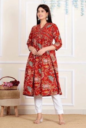 vbuyz-cotton-printed-flared-womens-kurti-red-pack-of-1-none