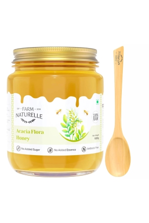 farm-naturelle-acacia-flora-wild-honey-850gm-150g-extra-100-pure-honey-raw-unfilteredunprocessedlab-tested-honey-in-glass-jar-with-engraved-virgin-wooden-spoon