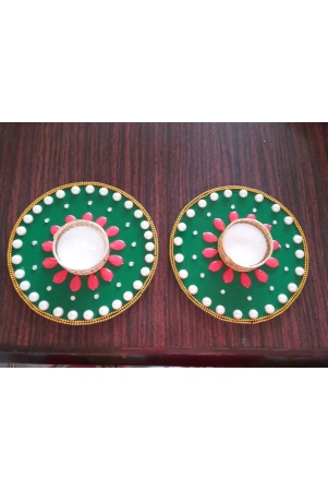 exquisite-handcrafted-green-and-red-pearl-diya-set