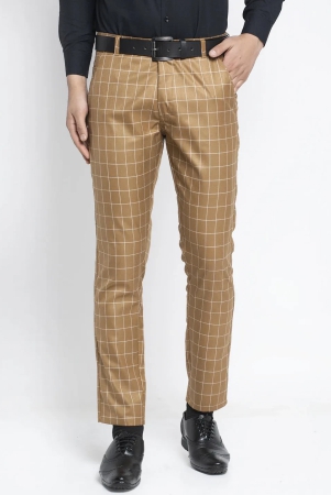 Indian Needle Mens Brown Formal Trousers-34 / Brown