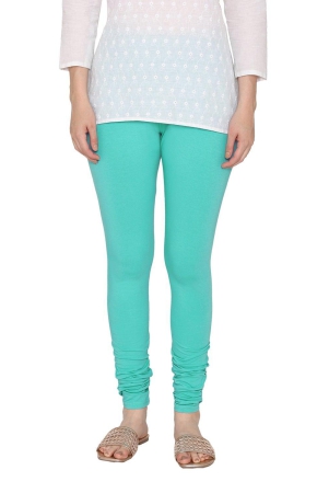 Women's Cotton Churidar Leggings (Free Size) - Aqua Sea