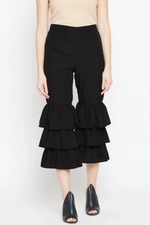 Women Black Loose Fit Solid Culottes