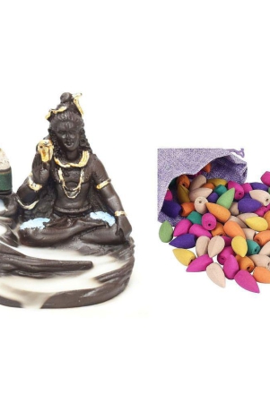 gbuzz-lord-shiva-smoke-backflow-incense-holder-with-10-cone30-pcs-cone-showpiece-11-cm