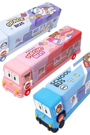 school-bus-metal-pencil-box-geometry-box-with-sharpener-cartoon-printed-dual-compartment-space-bus