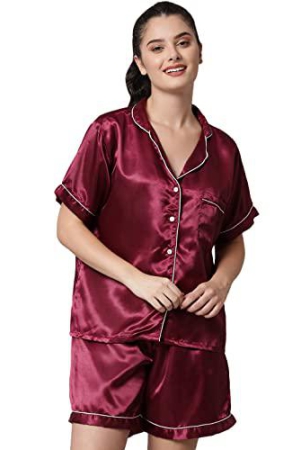 funday-fashion-womens-satin-plainsolid-relaxed-night-suit-set-of-top-shorts