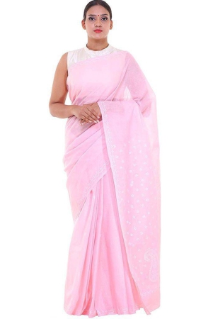 lavangi-women-lucknow-chikankari-keel-work-pink-cotton-saree-with-blouse