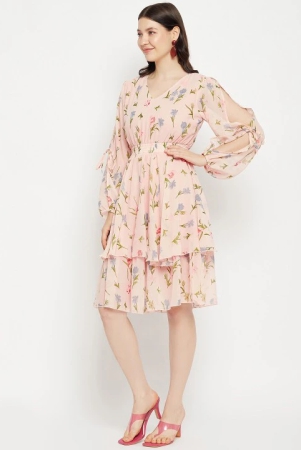 floral-printed-puff-sleeves-fringed-layered-fit-flare-dress