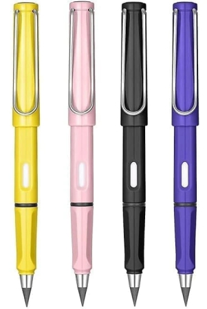 KIT & CO Pen Shape Pencil Everlasting Pencil Inkless Pencils Eternal Portable Reusable Erasable Infinite Replaceable Graphite Nib Birthday Party Return Gift for Kids pack of-4