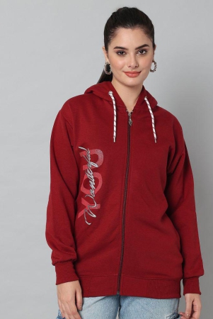 eWools.in Cotton Blend Women''s Hooded Sweatshirt ( Maroon ) - None