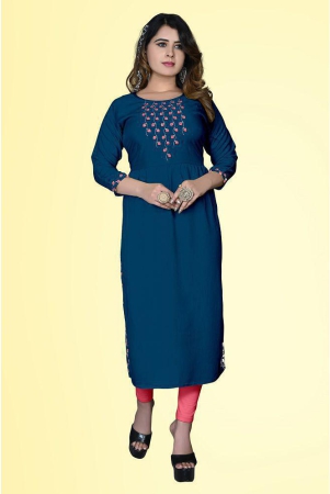 haya-fashion-blue-rayon-womens-a-line-kurti-pack-of-1-none