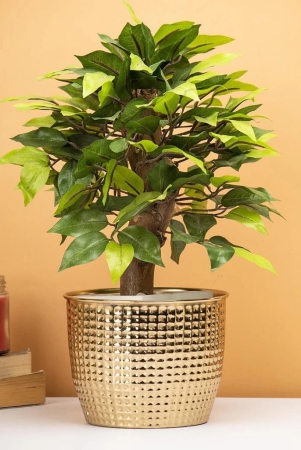 indoor-round-golden-hammered-floor-planter