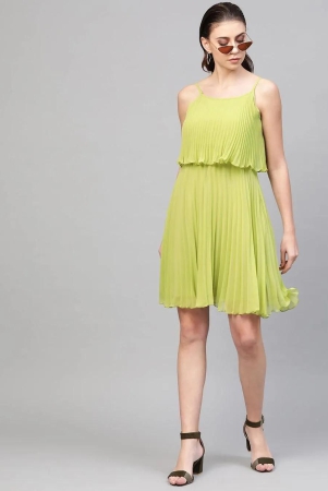 sassafras-womens-solid-green-pleated-strappy-skater-short-dress-xxl