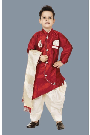 STYLOKIDS Maroon Silk Blend Boys Sherwani ( Pack of 1 ) - None