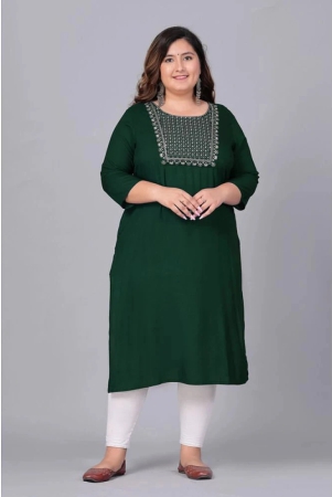 preksha-rayon-embroidered-straight-womens-kurti-green-pack-of-1-none