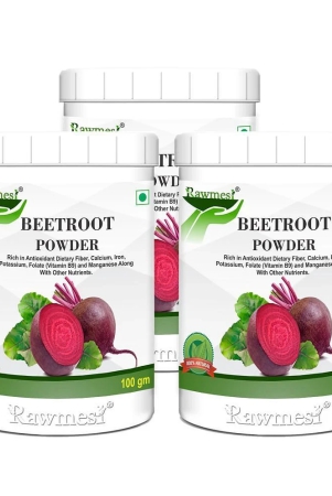 rawmest Pure Ayurvedic Beetroot Powder| High Source Of Dietary Fiber| High In Calcium 300 gm Fruit Punch Multivitamins Powder Pack of 3