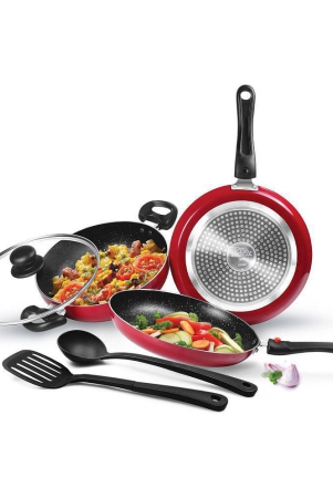 milton-pro-cook-kitchen-jewel-set-of-5-fry-pan-24-cm16-litres-kadhai-24-cm25-litres-with-glass-lid-tawa-25-cmnylon-laddle-and-spatula-maroon-induction-dishwasher-hot-plate-