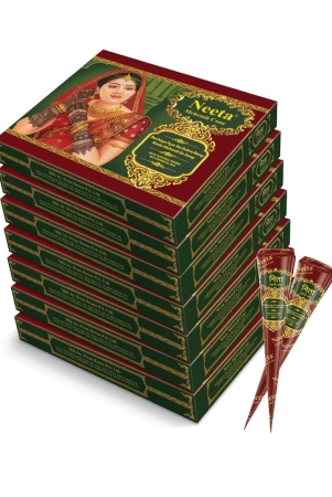 Neeta Mehendi Cones for Hand Desgning & Wedding, Bridal Mehandi Cone Reddish Brown Color 12 Pcs in 1 Box (Pack of 7)