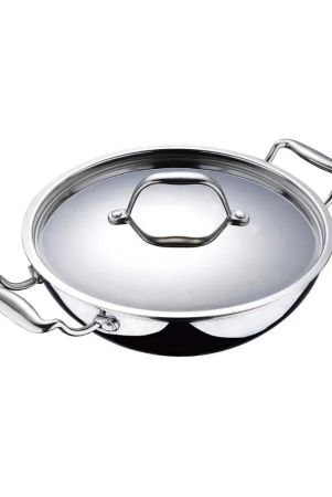 bergner-argent-tri-ply-kadhai-with-lid-gas-induction-compatible-silver-25-litre