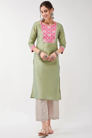 pannkh-green-art-silk-womens-straight-kurti-pack-of-1-none