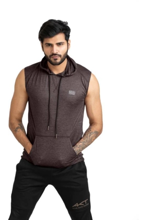 men-solid-hooded-neck-polyester-brown-t-shirt