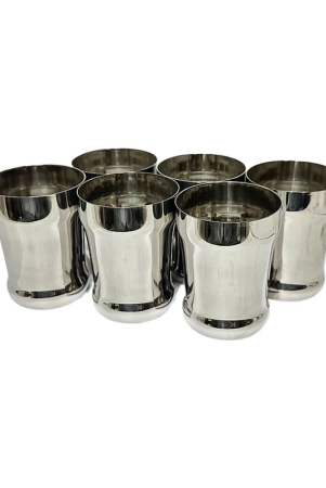 dynore-6-pcs-glass-set-steel-plain-water-glass-300-ml-pack-of-6-silver-silver