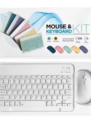 Rechargeable Bluetooth Keyboard and Mouse Combo Ultra Slim for all Bluetooth Enabled Mac/Tablet/iPad/PC/Laptop-White